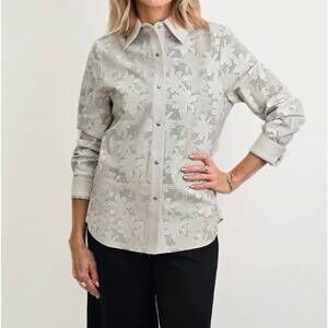NEW BLU ICE perforated shirt jacket in ivory